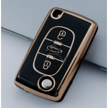 COVER  PROTETTIVO NERO E ORO PER CHIAVE 3 TASTI CITROEN PEUGEOT