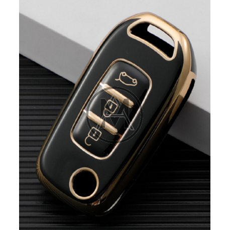 COVER  PROTETTIVO NERO E ORO FLIP  DACIA RENAULT 3 TASTI