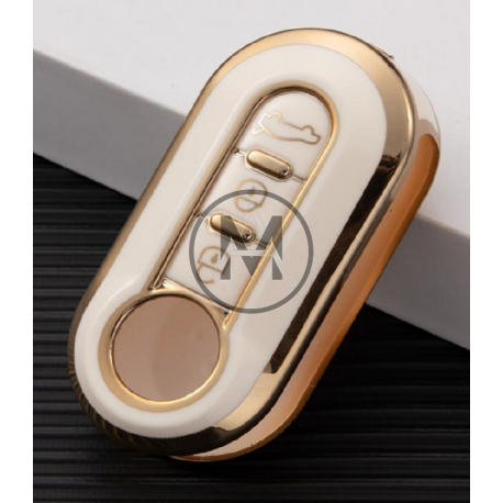 COVER  PROTETTIVO BIANCO E ORO PER CHIAVE FIAT