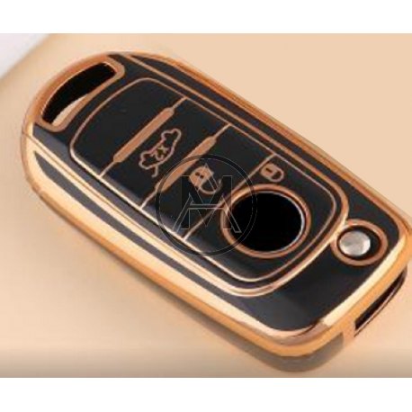 COVER  PROTETTIVO NERO E ORO PER CHIAVE  FIAT BAIONETTA 3 TASTI TIPO 500X