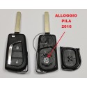 TOYOTA - CITROEN - PEUGEOT -  2 TASTI CON LAMA VA2 con alloggio PILA CR2016