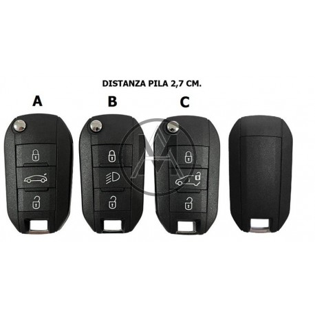 Citroen Opel Peugeot 3 tasti con alloggio pila a 2,7 Cm.