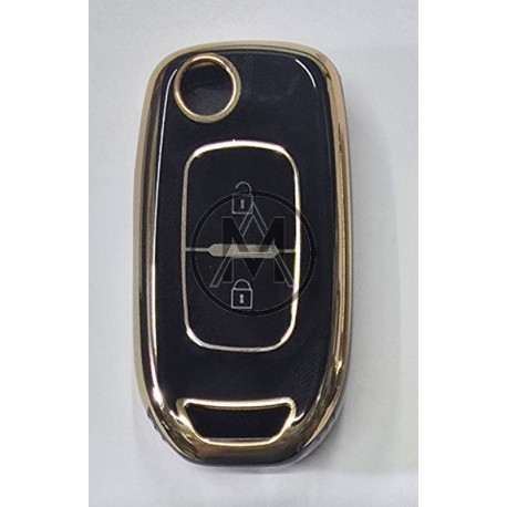 COVER  PROTETTIVO NERO E ORO FLIP  DACIA RENAULT 2 TASTI