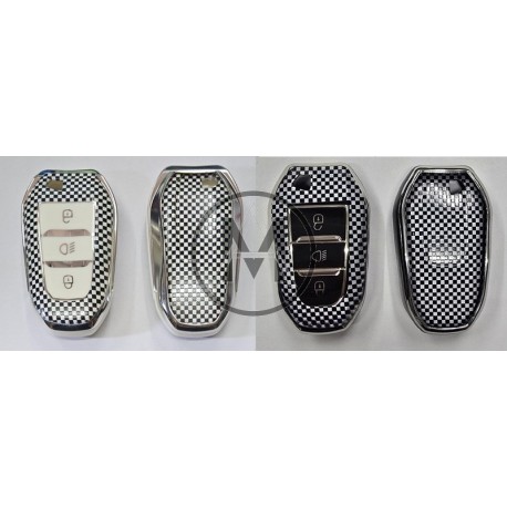 COVER  PROTETTIVO IN PTU  PERSONALIZZATO A SCACCHI PER KEYLESS ALFA CITROEN FIAT LANCIA PEUGEOT OPEL TASTO  FARI