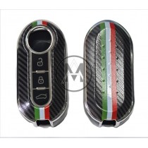 COVER  PROTETTIVO UN PTU  PER CHIAVE FIAT BAIONETTA PERSONALIZZATO  FIBRA DI CARBONIO CON BANDIERA