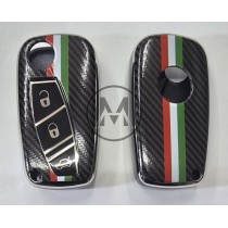 COVER  PROTETTIVO UN PTU  PER CHIAVE FIAT BAIONETTA PERSONALIZZATO  FIBRA DI CARBONIO CON BANDIERA