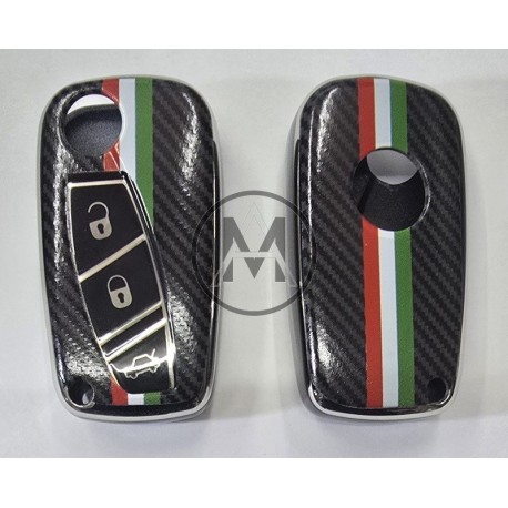 COVER  PROTETTIVO UN PTU  PER CHIAVE FIAT BAIONETTA PERSONALIZZATO  FIBRA DI CARBONIO CON BANDIERA