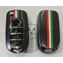 COVER  PROTETTIVO UN PTU  PER CHIAVE FIAT BAIONETTA TIPO 500X 4 TASTI  PERSONALIZZATO  FIBRA DI CARBONIO CON BANDIERA