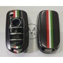 COVER  PROTETTIVO UN PTU  PER CHIAVE FIAT BAIONETTA TIPO 500X 4 TASTI  PERSONALIZZATO  FIBRA DI CARBONIO CON BANDIERA