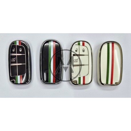 COVER  PROTETTIVO in PTU KEYLESS FIAT -JEEP - CHRYSLER 3 TASTI PERSONALIZZATO CON BANDIERA ITALIANA