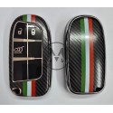 COVER  PROTETTIVO in PTU KEYLESS FIAT -JEEP - CHRYSLER 3 TASTI PERSONALIZZATO FIBRA DI CARBONIO CON BANDIERA ITALIANA